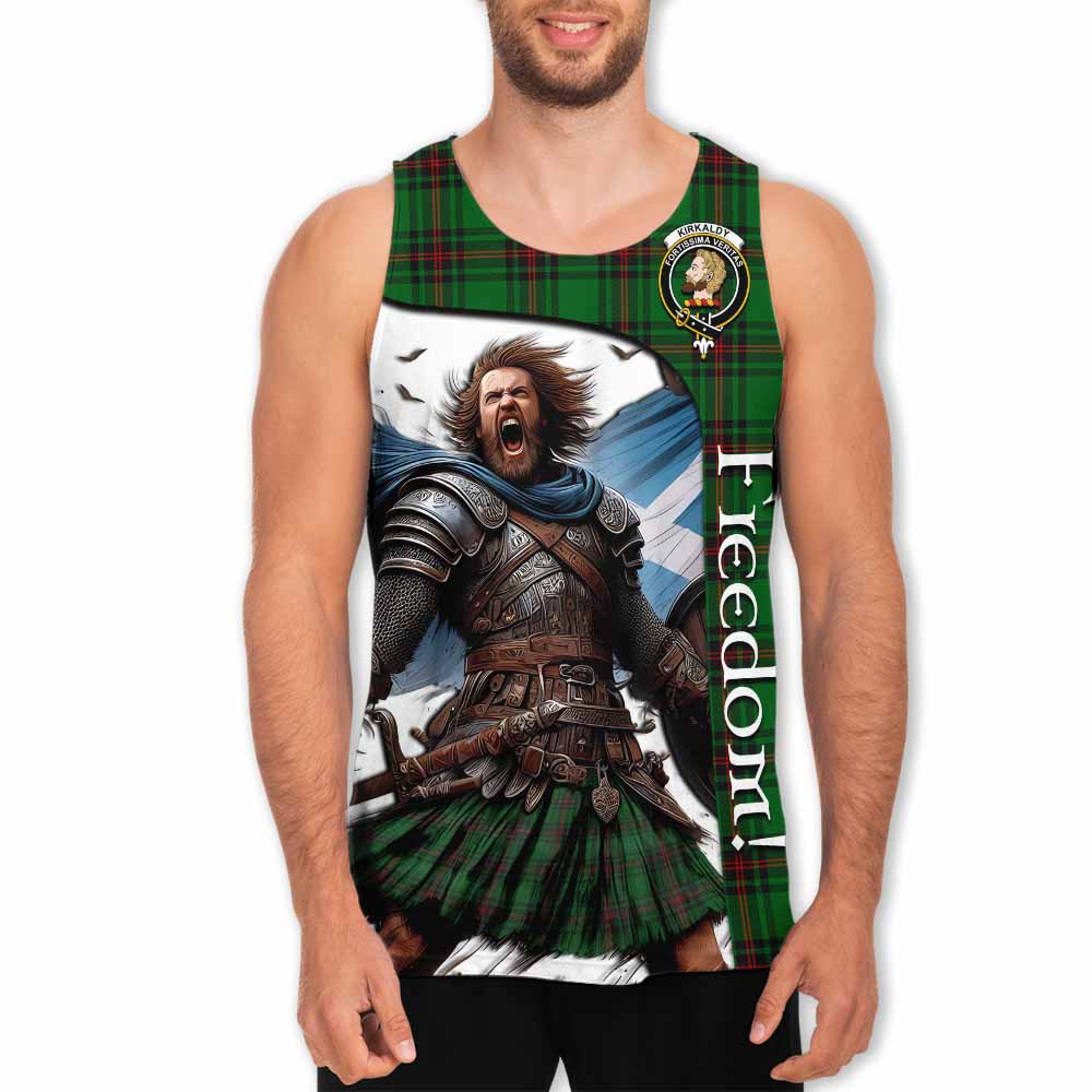 Tartan Vibes Clothing Kirkaldy Crest Tartan Men's Tank Top Inspired by the Freedom of Scottish Warrior