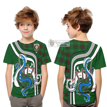 Kirkaldy Tartan Kid T-Shirt with Epic Bagpipe Style