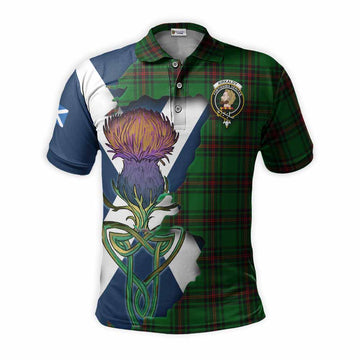 Kirkaldy Tartan Family Crest Polo Shirt Scottish Thistle Celtic Inspired