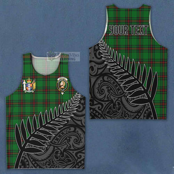 Tartan Vibes Clothing Kirkaldy Crest Tartan Men's Tank Top with New Zealand Silver Fern Half Style