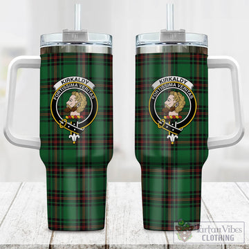 Kirkaldy Tartan and Family Crest Tumbler with Handle