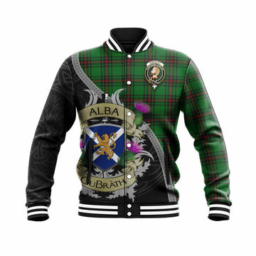 Kirkaldy Tartan Family Crest Baseball Jacket Lion Rampant Royal Thistle Shield Celtic Inspired