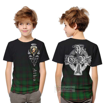 Kirkaldy Tartan Kid T-Shirt Featuring Alba Gu Brath Family Crest Celtic Inspired