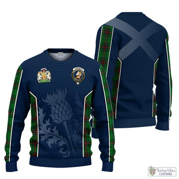 Kirkaldy Tartan Knitted Sweatshirt with Family Crest and Scottish Thistle Vibes Sport Style