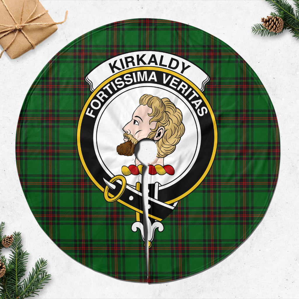 Kirkaldy Tartan Christmas Tree Skirt with Family Crest - Tartanvibesclothing