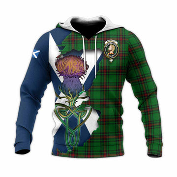 Tartan Vibes Clothing Kirkaldy Tartan Family Crest Knitted Hoodie Scottish Thistle Celtic Inspired