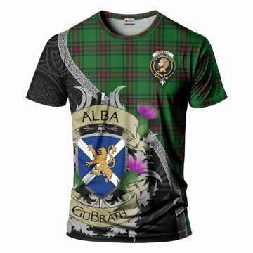 Tartan Vibes Clothing Kirkaldy Tartan Family Crest T-Shirt Lion Rampant Royal Thistle Shield Celtic Inspired