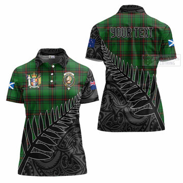 Tartan Vibes Clothing Kirkaldy Crest Tartan Women's Polo Shirt with New Zealand Silver Fern Half Style