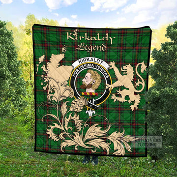 Kirkaldy Tartan Quilt with Family Crest and Scottish Symbol Style