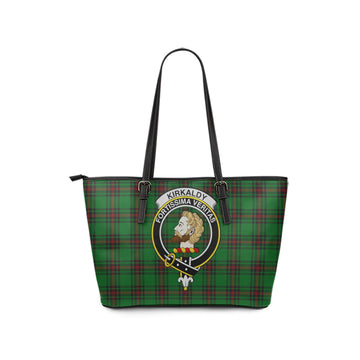 Kirkaldy Tartan Leather Tote Bag with Family Crest