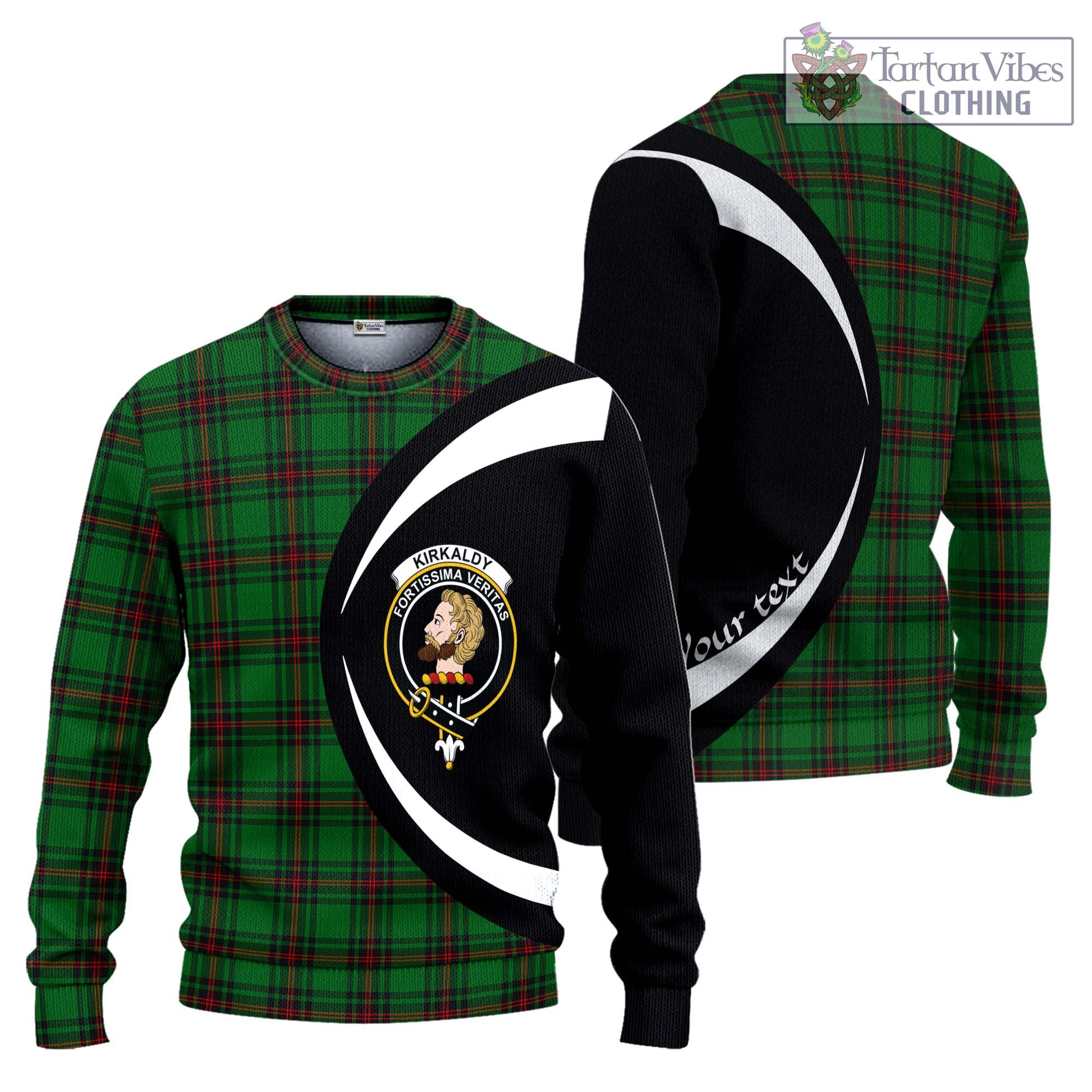 Kirkaldy Tartan Ugly Sweater with Family Crest Circle Style Unisex - Tartan Vibes Clothing
