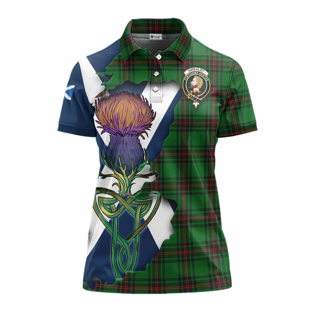 Tartan Vibes Clothing Kirkaldy Tartan Family Crest Women's Polo Shirt Scottish Thistle Celtic Inspired