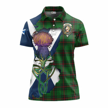 Tartan Vibes Clothing Kirkaldy Tartan Family Crest Women's Polo Shirt Scottish Thistle Celtic Inspired
