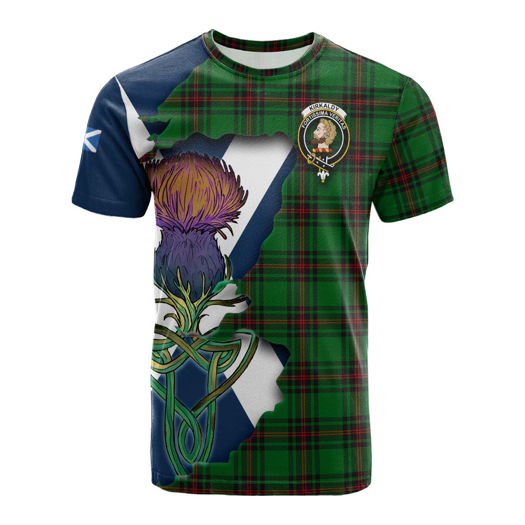 Tartan Vibes Clothing Kirkaldy Tartan Family Crest Cotton T-shirt Scottish Thistle Celtic Inspired