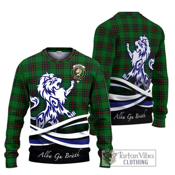 Kirkaldy Tartan Knitted Sweater with Alba Gu Brath Regal Lion Emblem Unisex - Tartanvibesclothing Shop