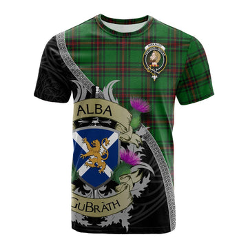 Tartan Vibes Clothing Kirkaldy Tartan Family Crest Cotton T-shirt Lion Rampant Royal Thistle Shield Celtic Inspired