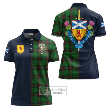 Tartan Vibes Clothing Kirkaldy Tartan Women's Polo Shirt with Scottish Lion Royal Arm Half Style