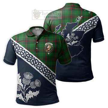 Kirkaldy Tartan Polo Shirt Featuring Thistle and Scotland Map