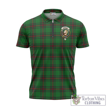 Kirkaldy Tartan Zipper Polo Shirt with Family Crest