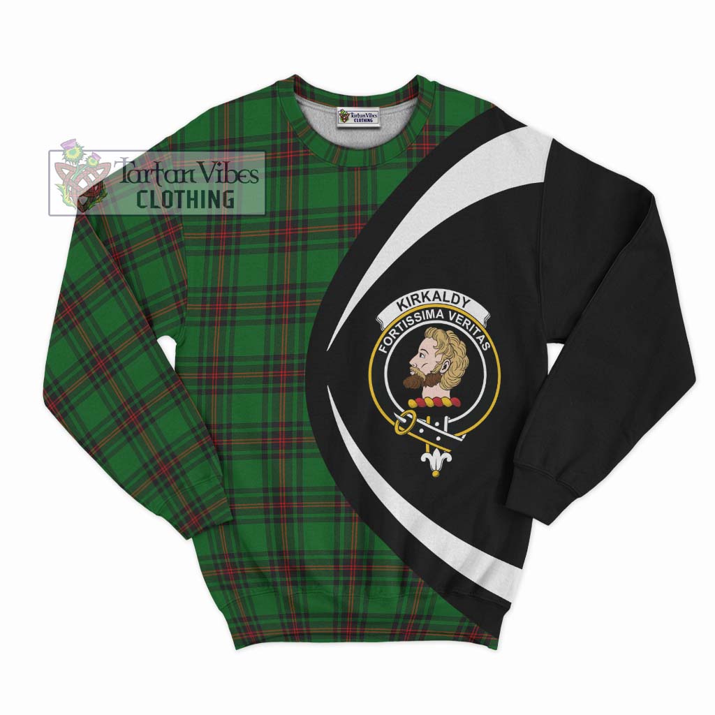 Kirkaldy Tartan Sweatshirt with Family Crest Circle Style Unisex - Tartan Vibes Clothing