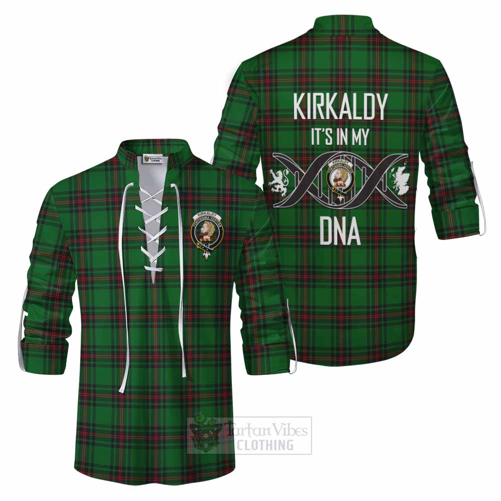 Tartan Vibes Clothing Kirkaldy Tartan Ghillie Kilt Shirt with Family Crest DNA In Me Style