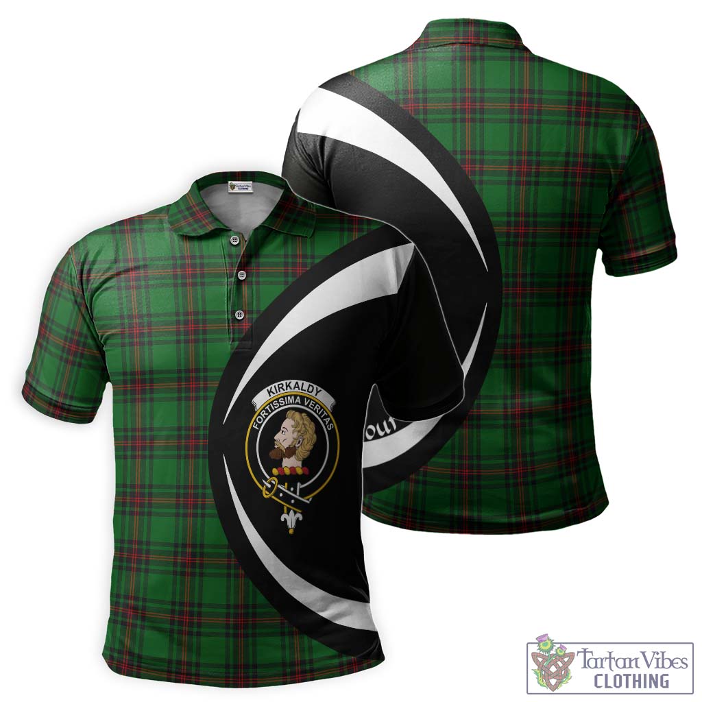 Kirkaldy Tartan Men's Polo Shirt with Family Crest Circle Style Kid - Tartan Vibes Clothing