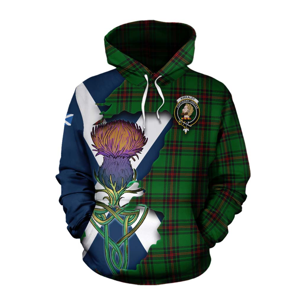 Tartan Vibes Clothing Kirkaldy Tartan Family Crest Cotton Hoodie Scottish Thistle Celtic Inspired