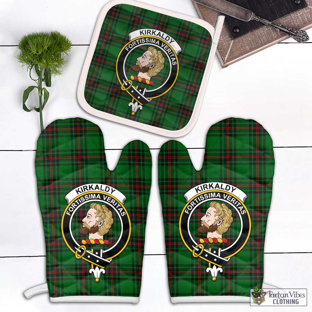 Kirkaldy Tartan Combo Oven Mitt & Pot-Holder with Family Crest Combo 1 Oven Mitt & 1 Pot-Holder White - Tartan Vibes Clothing