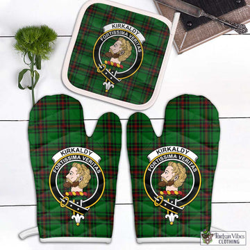 Kirkaldy Tartan Combo Oven Mitt & Pot-Holder with Family Crest Combo 1 Oven Mitt & 1 Pot-Holder White - Tartan Vibes Clothing