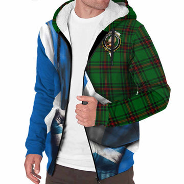 Kirkaldy Tartan Sherpa Hoodie with Family Crest Scotland Patriotic Style