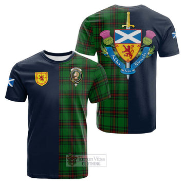 Tartan Vibes Clothing Kirkaldy Tartan Cotton T-shirt with Scottish Lion Royal Arm Half Style