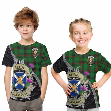 Kirkaldy Tartan Family Crest Kid T-Shirt Lion Rampant Royal Thistle Shield Celtic Inspired