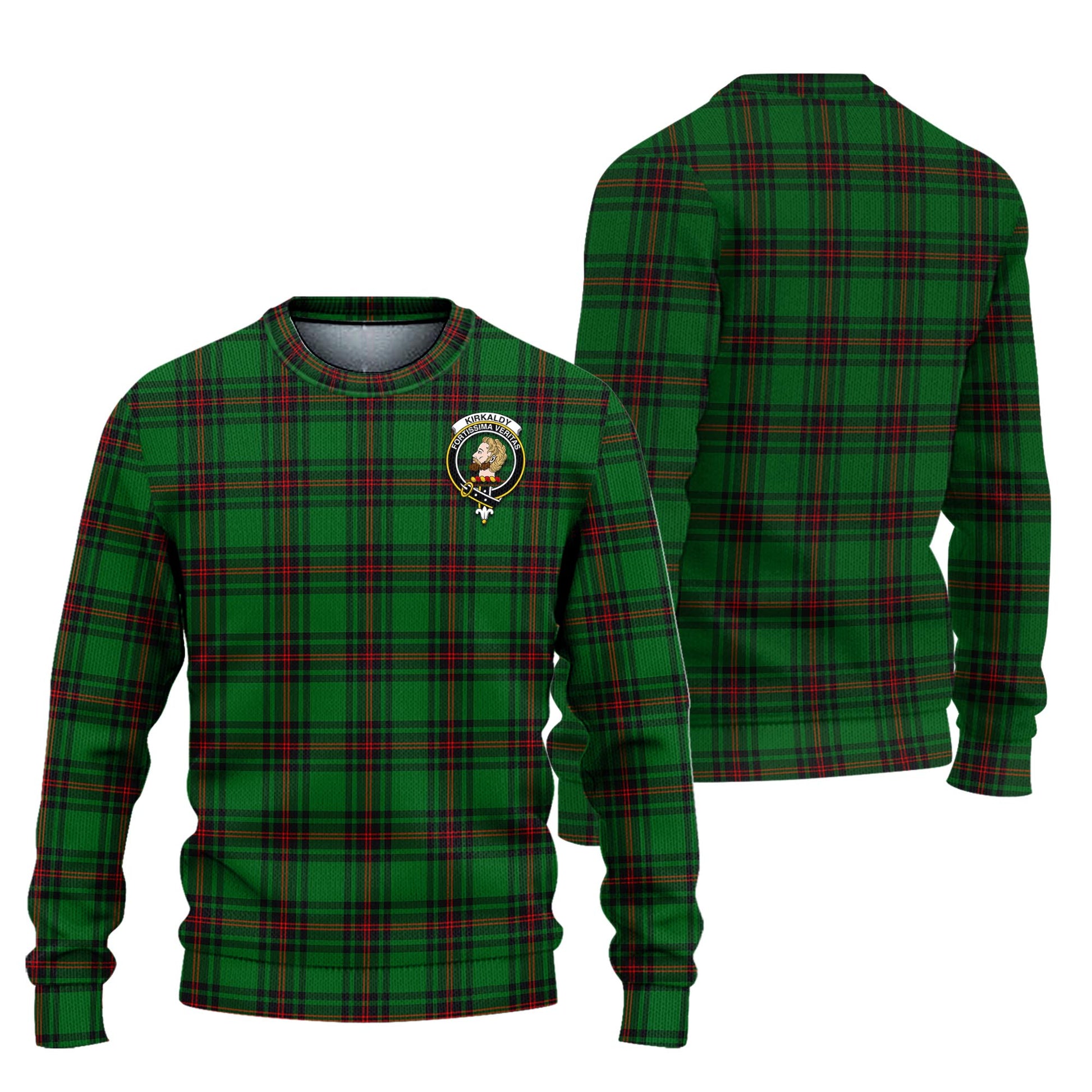 Kirkaldy Tartan Knitted Sweater with Family Crest Unisex - Tartanvibesclothing