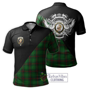 Kirkaldy Tartan Polo Shirt with Family Crest and Military Logo Style Kid - Tartanvibesclothing Shop