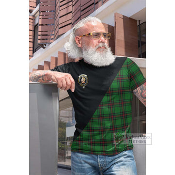 Tartan Vibes Clothing Kirkaldy Tartan Cotton T-shirt with Family Crest and Military Logo Style