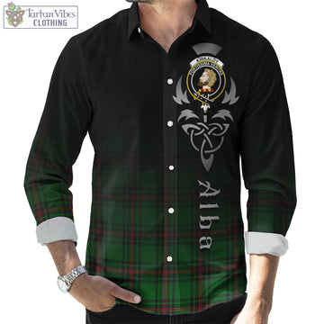 Kirkaldy Tartan Long Sleeve Button Up Featuring Alba Gu Brath Family Crest Celtic Inspired