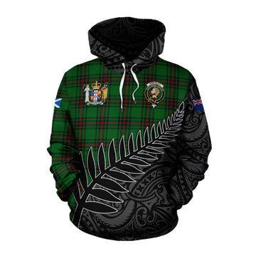 Kirkaldy Crest Tartan Cotton Hoodie with New Zealand Silver Fern Half Style