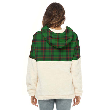 Kirkaldy Tartan Women's Borg Fleece Hoodie With Half Zip with Family Crest - Tartan Vibes Clothing