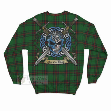 Tartan Vibes Clothing Kirkaldy Tartan Sweatshirt with Family Crest Celtic Skull Style