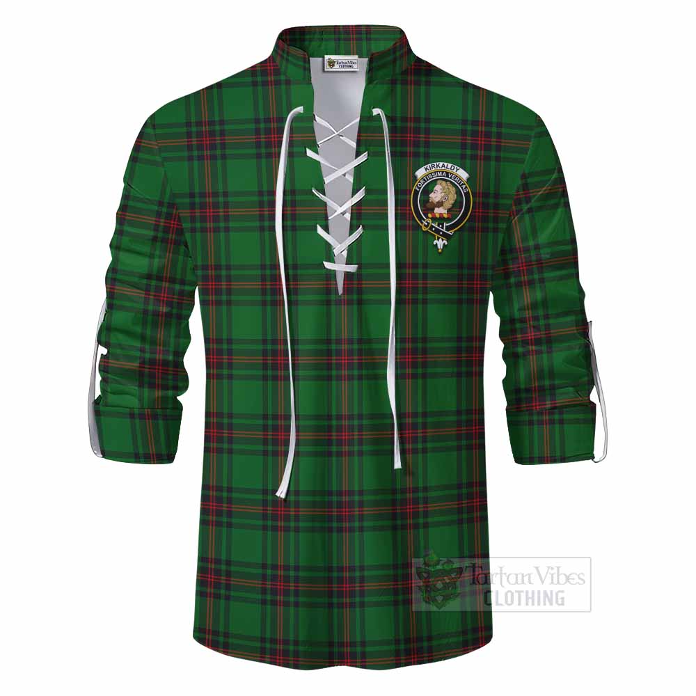 Tartan Vibes Clothing Kirkaldy Tartan Ghillie Kilt Shirt with Family Crest DNA In Me Style