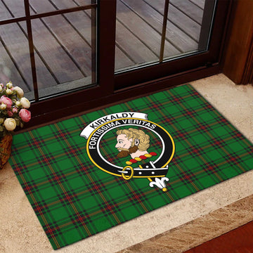 Kirkaldy Tartan Rubber Doormat with Family Crest