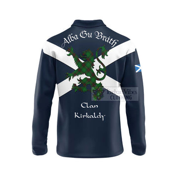 Tartan Vibes Clothing Kirkaldy Tartan Lion Rampant Long Sleeve Polo Shirt – Proudly Display Your Heritage with Alba Gu Brath and Clan Name