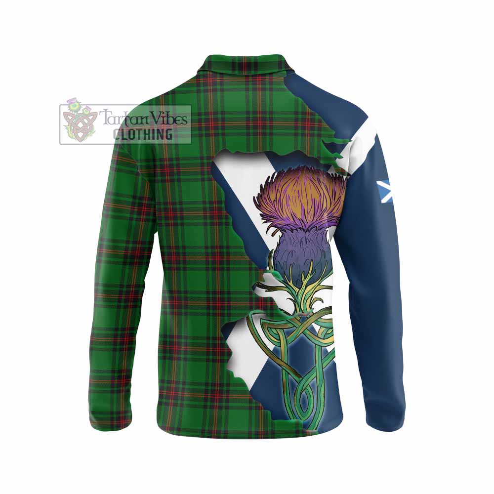 Tartan Vibes Clothing Kirkaldy Tartan Family Crest Long Sleeve Polo Shirt Scottish Thistle Celtic Inspired