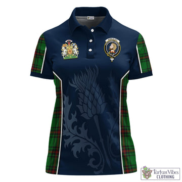 Tartan Vibes Clothing Kirkaldy Tartan Women's Polo Shirt with Family Crest and Scottish Thistle Vibes Sport Style