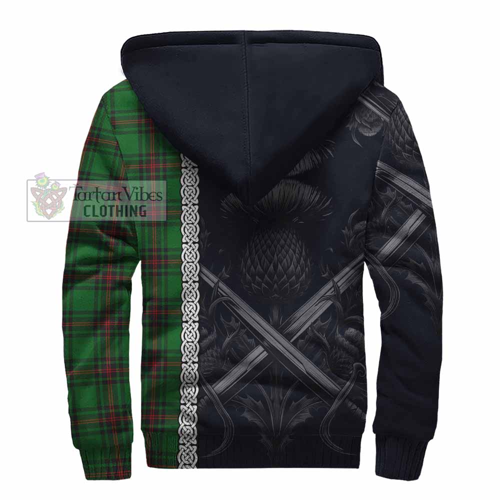 Tartan Vibes Clothing Kirkaldy Tartan Sherpa Hoodie with Family Crest Cross Sword Thistle Celtic Vibes
