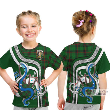 Kirkaldy Tartan Kid T-Shirt with Epic Bagpipe Style