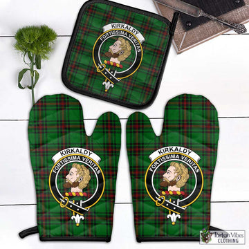 Kirkaldy Tartan Combo Oven Mitt & Pot-Holder with Family Crest Combo 1 Oven Mitt & 1 Pot-Holder Black - Tartan Vibes Clothing