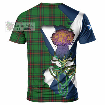 Tartan Vibes Clothing Kirkaldy Tartan Family Crest T-Shirt Scottish Thistle Celtic Inspired