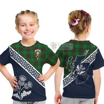 Kirkaldy Tartan Kid T-Shirt Featuring Thistle and Scotland Map