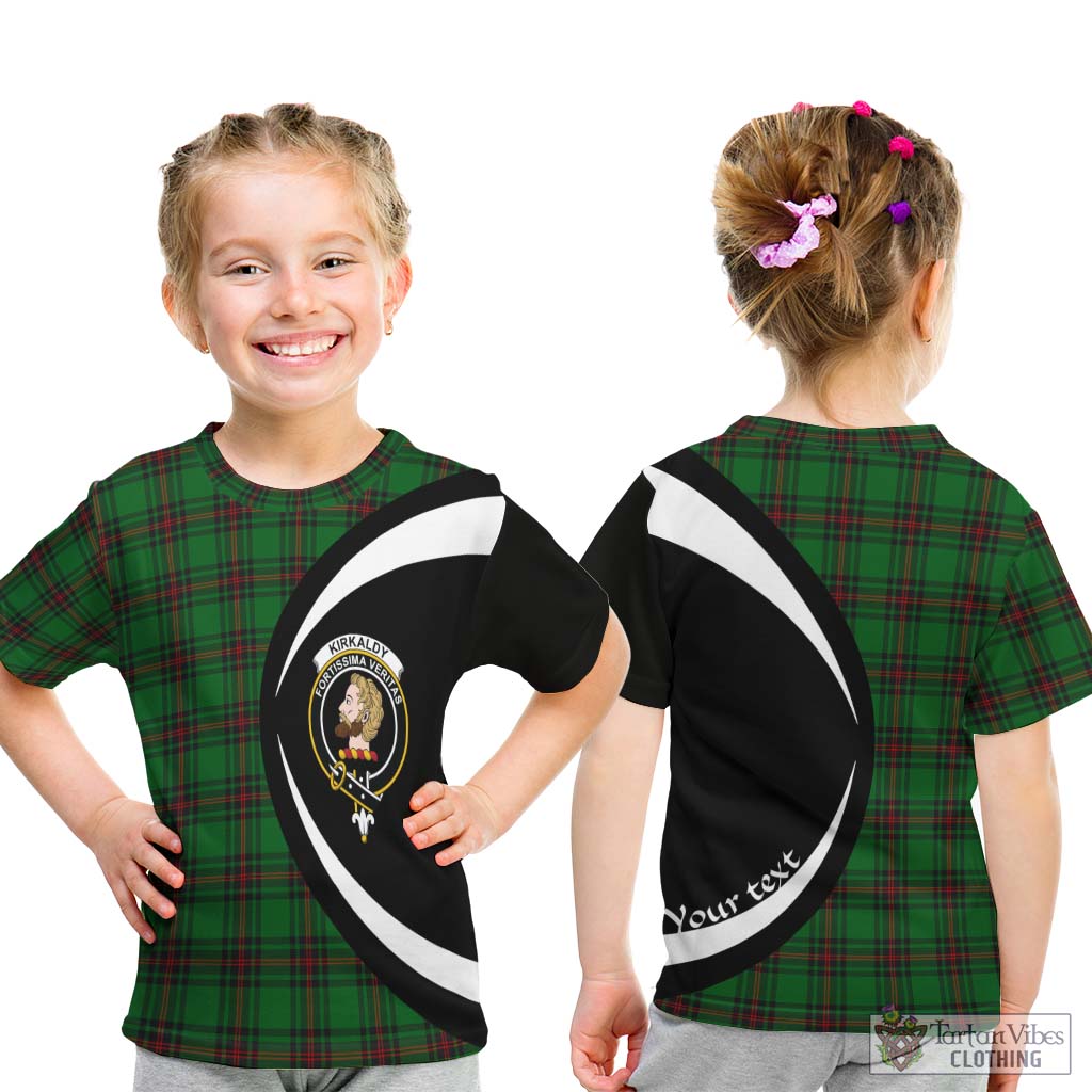 Kirkaldy Tartan Kid T-Shirt with Family Crest Circle Style - Tartan Vibes Clothing